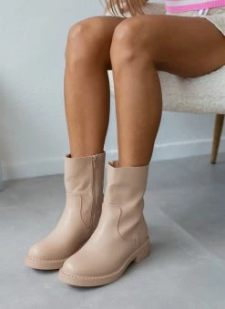 Εκπτωση ⌛ The Fashion Project Μποτάκια Casual σε στρογγυλή γραμμή - Μπεζ 🤩 -Μποτάκια Κατάστημα mpotakia casual se strogguli grammi 105506 est3