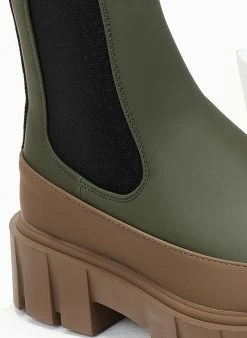 Καλύτερη πώληση ⌛ The Fashion Project Μποτάκια Chelsea με διχρωμία - Λαδί 👏 -Μποτάκια Κατάστημα mpotakia chelsea me dixrwmia 106912 mpla