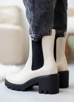 Ολοκαίνουργιο ⭐ The Fashion Project Μποτάκια Chelsea με λάστιχο - Μπεζ ⌛ -Μποτάκια Κατάστημα mpotakia chelsea me xontro takouni 105642 z4eb