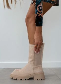 Πολύ καλή προσφορά 😀 The Fashion Project Μποτάκια Chelsea Suede - Μπεζ ⌛ -Μποτάκια Κατάστημα mpotakia chelsea suede 109062 tk32