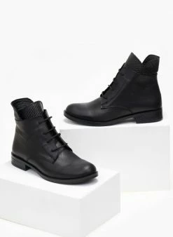 Κουπόνι ⌛ The Fashion Project Μποτάκια δερμάτινα με Pattern πλεκτό - Μαύρο 😀 -Μποτάκια Κατάστημα mpotakia dermatina me pattern plekto 108298 kye7