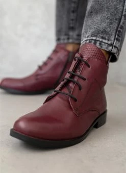 Φτηνός 😉 The Fashion Project Μποτάκια δερμάτινα με Pattern πλεκτό - Μπορντό 👍 -Μποτάκια Κατάστημα mpotakia dermatina me pattern plekto 108299 h5nr