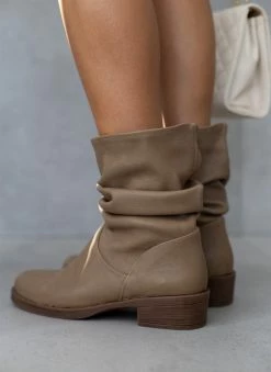 Best Pirce ⌛ The Fashion Project Μποτάκια φλατ με σούρες - Τάουπε 🌟