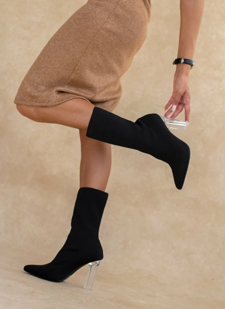 Κουπόνι 🎁 The Fashion Project Μποτάκια κάλτσα με διάφανο τακούνι - Μαύρο ✔️ 6 Κουπόνι 🎁 The Fashion Project Μποτάκια κάλτσα με διάφανο τακούνι - Μαύρο ✔️ - Image 4