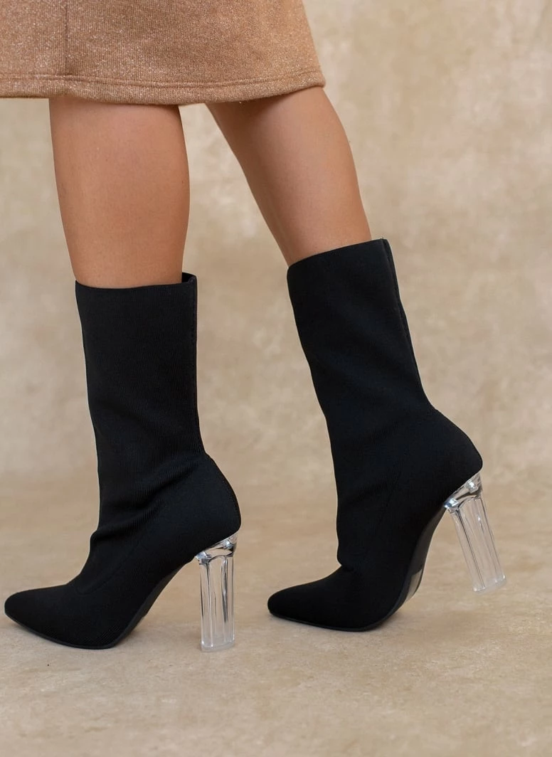 Κουπόνι 🎁 The Fashion Project Μποτάκια κάλτσα με διάφανο τακούνι - Μαύρο ✔️ 9 Κουπόνι 🎁 The Fashion Project Μποτάκια κάλτσα με διάφανο τακούνι - Μαύρο ✔️ - Image 7