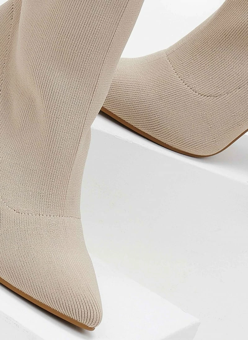 Πολύ καλή προσφορά 🎁 The Fashion Project Μποτάκια κάλτσα με διάφανο τακούνι - Μπεζ ⌛ 7 Πολύ καλή προσφορά 🎁 The Fashion Project Μποτάκια κάλτσα με διάφανο τακούνι - Μπεζ ⌛ - Image 5