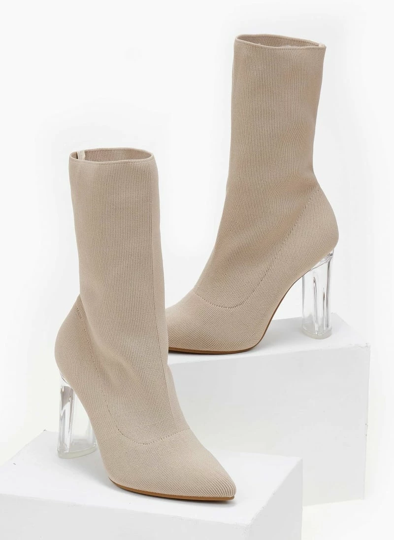 Πολύ καλή προσφορά 🎁 The Fashion Project Μποτάκια κάλτσα με διάφανο τακούνι - Μπεζ ⌛ 5 Πολύ καλή προσφορά 🎁 The Fashion Project Μποτάκια κάλτσα με διάφανο τακούνι - Μπεζ ⌛ - Image 3