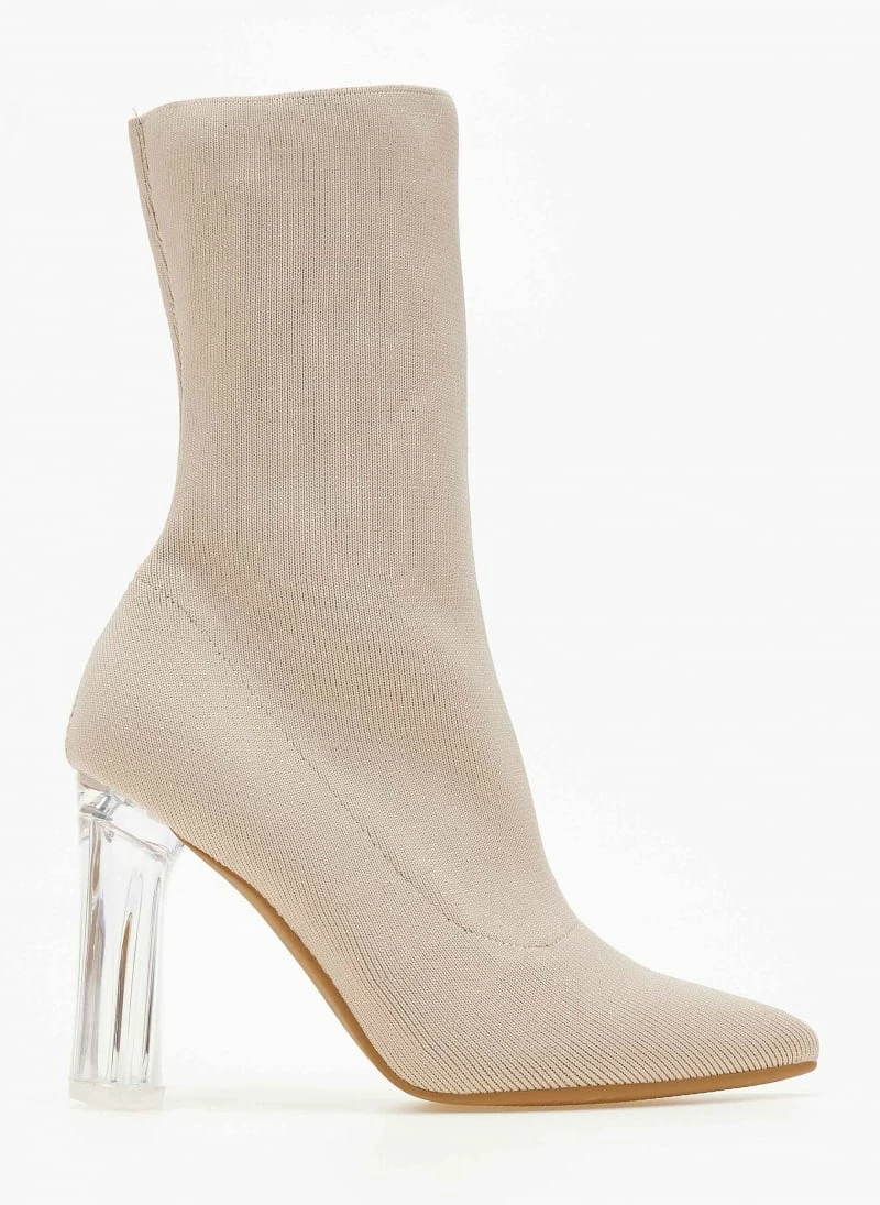 Πολύ καλή προσφορά 🎁 The Fashion Project Μποτάκια κάλτσα με διάφανο τακούνι - Μπεζ ⌛ 4 Πολύ καλή προσφορά 🎁 The Fashion Project Μποτάκια κάλτσα με διάφανο τακούνι - Μπεζ ⌛ - Image 2