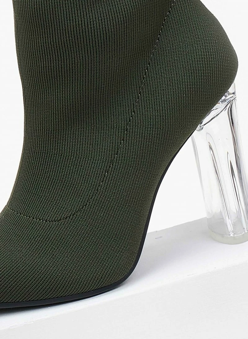 Εξοδος 🔥 The Fashion Project Μποτάκια κάλτσα με διάφανο τακούνι - Χακί 👍 8 Εξοδος 🔥 The Fashion Project Μποτάκια κάλτσα με διάφανο τακούνι - Χακί 👍 - Image 6