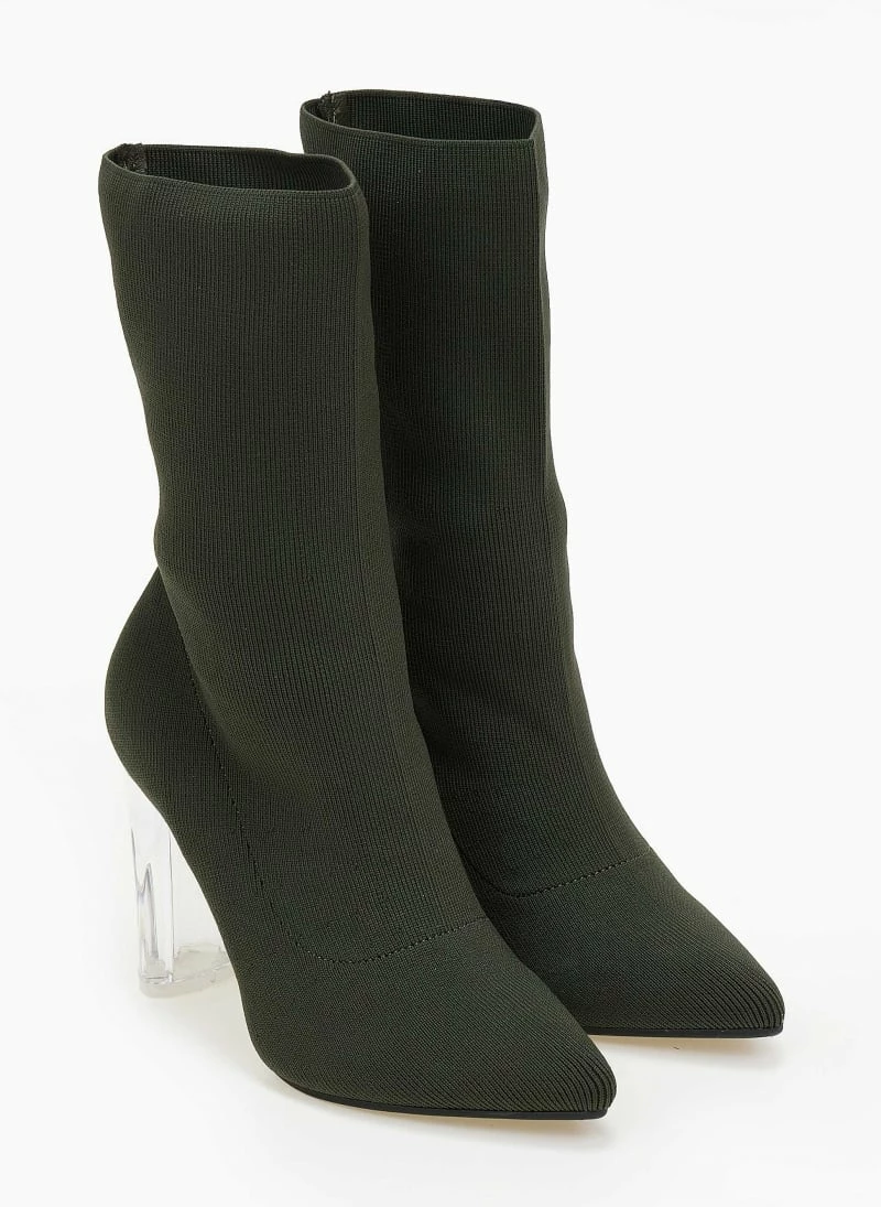 Εξοδος 🔥 The Fashion Project Μποτάκια κάλτσα με διάφανο τακούνι - Χακί 👍 7 Εξοδος 🔥 The Fashion Project Μποτάκια κάλτσα με διάφανο τακούνι - Χακί 👍 - Image 5