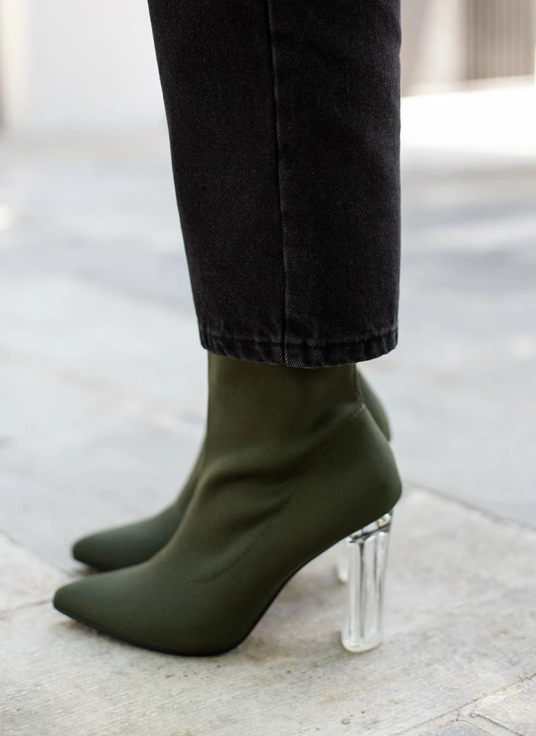 Εξοδος 🔥 The Fashion Project Μποτάκια κάλτσα με διάφανο τακούνι - Χακί 👍 9 Εξοδος 🔥 The Fashion Project Μποτάκια κάλτσα με διάφανο τακούνι - Χακί 👍 - Image 7