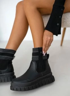 Κουπόνι 🤩 The Fashion Project Μποτάκια κάλτσα με διχρωμία - Μαύρο ⭐