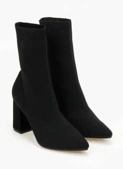 Αγορά 🤩 The Fashion Project Μποτάκια κάλτσα με εφαρμοστή γάμπα - Μαύρο 👍 -Μποτάκια Κατάστημα mpotakia kaltsa me efarmosti gampa 106491 dese