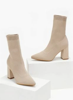Προϋπολογισμός 🤩 The Fashion Project Μποτάκια κάλτσα με εφαρμοστή γάμπα - Μπεζ 💯 -Μποτάκια Κατάστημα mpotakia kaltsa me efarmosti gampa 106492 cf7s