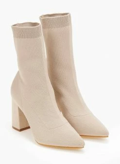 Προϋπολογισμός 🤩 The Fashion Project Μποτάκια κάλτσα με εφαρμοστή γάμπα - Μπεζ 💯 -Μποτάκια Κατάστημα mpotakia kaltsa me efarmosti gampa 106492 ht9w