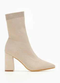 Προϋπολογισμός 🤩 The Fashion Project Μποτάκια κάλτσα με εφαρμοστή γάμπα - Μπεζ 💯 -Μποτάκια Κατάστημα mpotakia kaltsa me efarmosti gampa 106492 tzk4