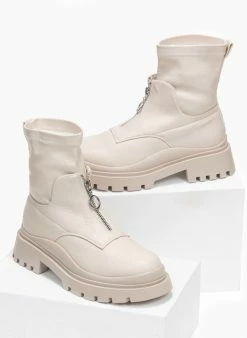 Κουπόνι ✔️ The Fashion Project Μποτάκια κάλτσα με φερμουάρ - Μπεζ ❤️