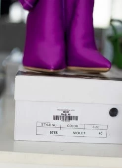 Εξοδος 🔥 The Fashion Project Μποτάκια κάλτσα με λεπτό τακούνι - Μωβ 🥰 -Μποτάκια Κατάστημα mpotakia kaltsa me lepto takouni 106375 h47x