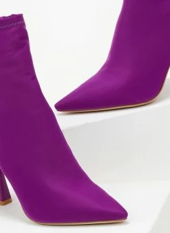 Εξοδος 🔥 The Fashion Project Μποτάκια κάλτσα με λεπτό τακούνι - Μωβ 🥰 -Μποτάκια Κατάστημα mpotakia kaltsa me lepto takouni 106375 mkrt