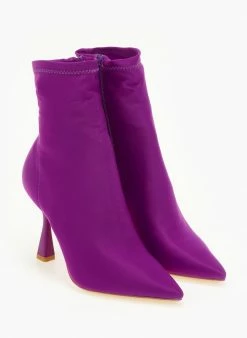 Εξοδος 🔥 The Fashion Project Μποτάκια κάλτσα με λεπτό τακούνι - Μωβ 🥰 -Μποτάκια Κατάστημα mpotakia kaltsa me lepto takouni 106375 txzt