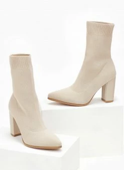Προϋπολογισμός 🎁 The Fashion Project Μποτάκια κάλτσα με ψηλό τακούνι - Μπεζ 🥰 -Μποτάκια Κατάστημα mpotakia kaltsa me psilo takouni 107109 zygd