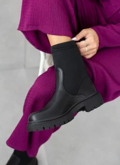 Ολοκαίνουργιο 😍 The Fashion Project Μποτάκια κάλτσα με τρακτερωτή σόλα - Μαύρο 😉 -Μποτάκια Κατάστημα mpotakia kaltsa me trakterwti sola 109443 doda