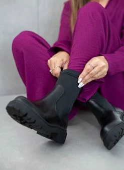 Ολοκαίνουργιο 😍 The Fashion Project Μποτάκια κάλτσα με τρακτερωτή σόλα - Μαύρο 😉 -Μποτάκια Κατάστημα mpotakia kaltsa me trakterwti sola 109443 z82x