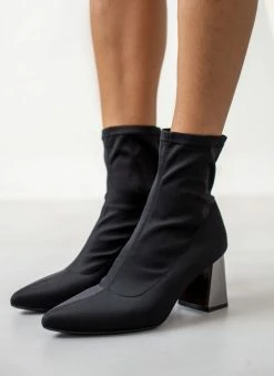 Αγορά 😀 The Fashion Project Μποτάκια κάλτσα σατέν - Μαύρο ✨ -Μποτάκια Κατάστημα mpotakia kaltsa saten 107070 henu