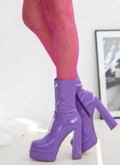 Ολοκαίνουργιο 😉 The Fashion Project Μποτάκια λουστρίνι με φιάπα - Μωβ ανοιχτό ✔️ -Μποτάκια Κατάστημα mpotakia loustrini me fiapa 108853 2ln6