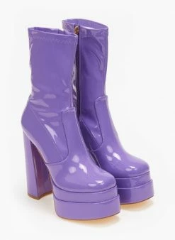 Ολοκαίνουργιο 😉 The Fashion Project Μποτάκια λουστρίνι με φιάπα - Μωβ ανοιχτό ✔️ -Μποτάκια Κατάστημα mpotakia loustrini me fiapa 108853 8jjr