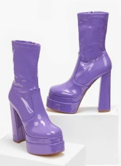 Ολοκαίνουργιο 😉 The Fashion Project Μποτάκια λουστρίνι με φιάπα - Μωβ ανοιχτό ✔️ -Μποτάκια Κατάστημα mpotakia loustrini me fiapa 108853 fj2m