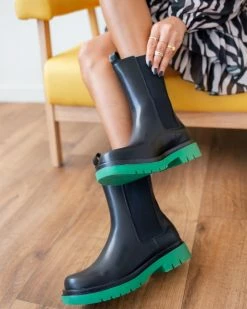 Τοπ 10 🤩 The Fashion Project Μποτάκια Chelsea με διχρωμία - Μαύρο 🥰 -Μποτάκια Κατάστημα mpotakia me dixrwmia 97490 0n8u