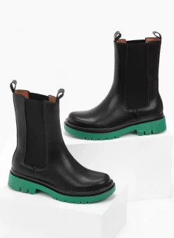 Τοπ 10 🤩 The Fashion Project Μποτάκια Chelsea με διχρωμία - Μαύρο 🥰 -Μποτάκια Κατάστημα mpotakia me dixrwmia 97490 6oo