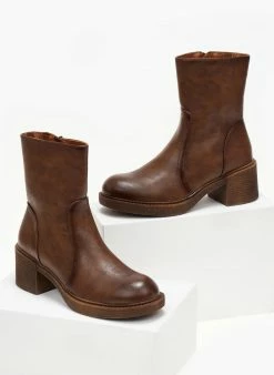 Η καλύτερη συμφωνία ✔️ The Fashion Project Μποτάκια με εξωτερικές ραφές - Καφέ 🧨 -Μποτάκια Κατάστημα mpotakia me ekswterikes rafes 105968 f5w1