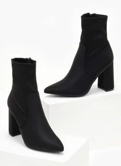 Πολύ καλή προσφορά ⌛ The Fashion Project Μποτάκια κάλτσα με φερμουάρ - Μαύρο 🧨 -Μποτάκια Κατάστημα mpotakia me elastiki gampa 105584 k2zx