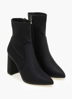 Πολύ καλή προσφορά ⌛ The Fashion Project Μποτάκια κάλτσα με φερμουάρ - Μαύρο 🧨 -Μποτάκια Κατάστημα mpotakia me elastiki gampa 105584 wd5e