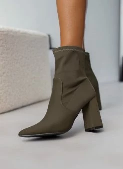 Αγορά 👍 The Fashion Project Μποτάκια κάλτσα με φερμουάρ - Χακί 👏