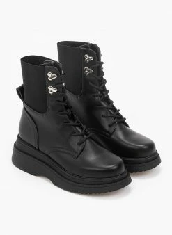 Εκπτωση 😍 The Fashion Project Μποτάκια αδιάβροχα με ελαστικό τμήμα - Μαύρο 🎉 -Μποτάκια Κατάστημα mpotakia me elastiko tmima 96608 x4od