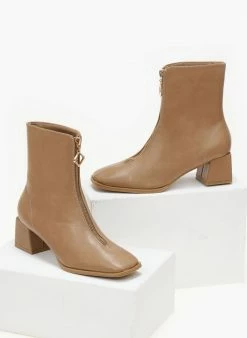 Best Pirce 👏 The Fashion Project Μποτάκια με φερμουάρ στο κουτεπιέ - Πούρο 🛒 -Μποτάκια Κατάστημα mpotakia me fermouar sto koutepie 106089 s48x