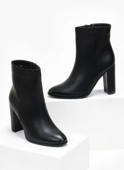 Best Pirce 😀 The Fashion Project Μποτάκια με κάθετη ραφή - Μαύρο 👍 -Μποτάκια Κατάστημα mpotakia me katheti rafi 108452 eonb