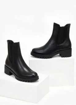 Συμφωνίες 🤩 The Fashion Project Μποτάκια με Chelsea - Μαύρο ✨ -Μποτάκια Κατάστημα mpotakia me lastixo sto plai 107178 2klp