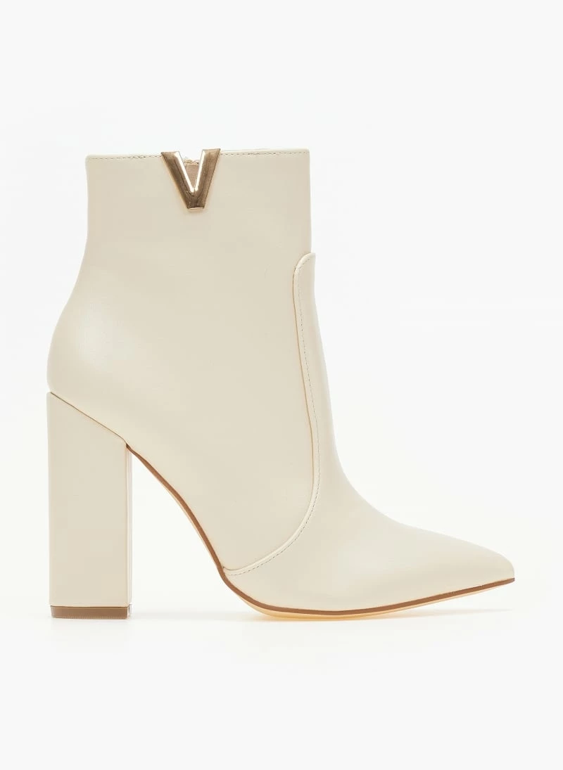 Flash Sale 😉 The Fashion Project Μποτάκια με μεταλλικό V Cut - Μπεζ 🧨 4 Flash Sale 😉 The Fashion Project Μποτάκια με μεταλλικό V Cut - Μπεζ 🧨 - Image 2