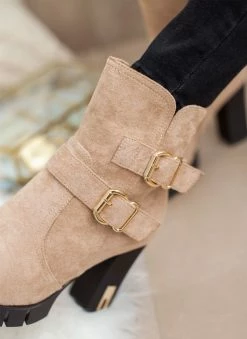 Φτηνός 🔥 The Fashion Project Μποτάκια Suede με μεταλλικά στοιχεία - Πούρο ❤️ -Μποτάκια Κατάστημα mpotakia me metallo sto takouni 106479 rswj