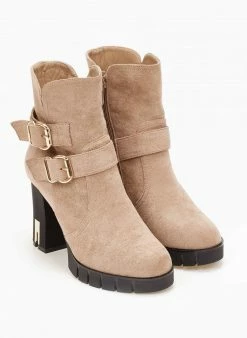 Φτηνός 🔥 The Fashion Project Μποτάκια Suede με μεταλλικά στοιχεία - Πούρο ❤️ -Μποτάκια Κατάστημα mpotakia me metallo sto takouni 106479 wk6y