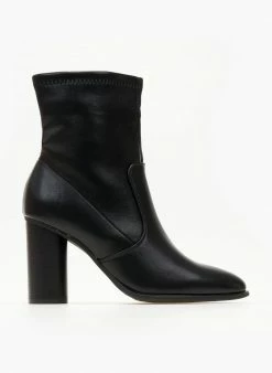 Flash Sale 😍 The Fashion Project Μποτάκια με στρογγυλό ψηλό τακούνι - Μαύρο 😉