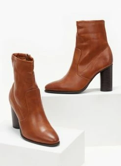 Η καλύτερη συμφωνία 🔥 The Fashion Project Μποτάκια με στρογγυλό ψηλό τακούνι - Ταμπά 🤩 -Μποτάκια Κατάστημα mpotakia me stroggulo psilo takouni 105749 8sly