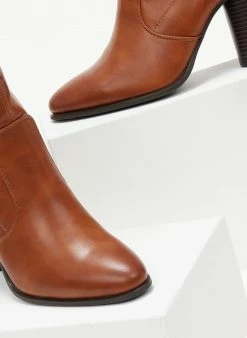 Η καλύτερη συμφωνία 🔥 The Fashion Project Μποτάκια με στρογγυλό ψηλό τακούνι - Ταμπά 🤩 -Μποτάκια Κατάστημα mpotakia me stroggulo psilo takouni 105749 kkaw