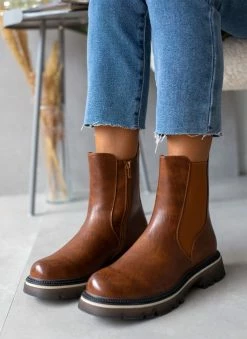 Νέος ⌛ The Fashion Project Μποτάκια Chelsea με διχρωμία - Ταμπά 😀 -Μποτάκια Κατάστημα mpotakia me trakterwti sola me dixrwmia 106893 d01f