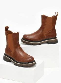 Νέος ⌛ The Fashion Project Μποτάκια Chelsea με διχρωμία - Ταμπά 😀 -Μποτάκια Κατάστημα mpotakia me trakterwti sola me dixrwmia 106893 t7sr