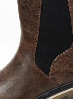 Καλύτερη πώληση 🌟 The Fashion Project Μποτάκια Chelsea με διχρωμία - Καφέ 💯 -Μποτάκια Κατάστημα mpotakia me trakterwti sola me dixrwmia 106894 8201